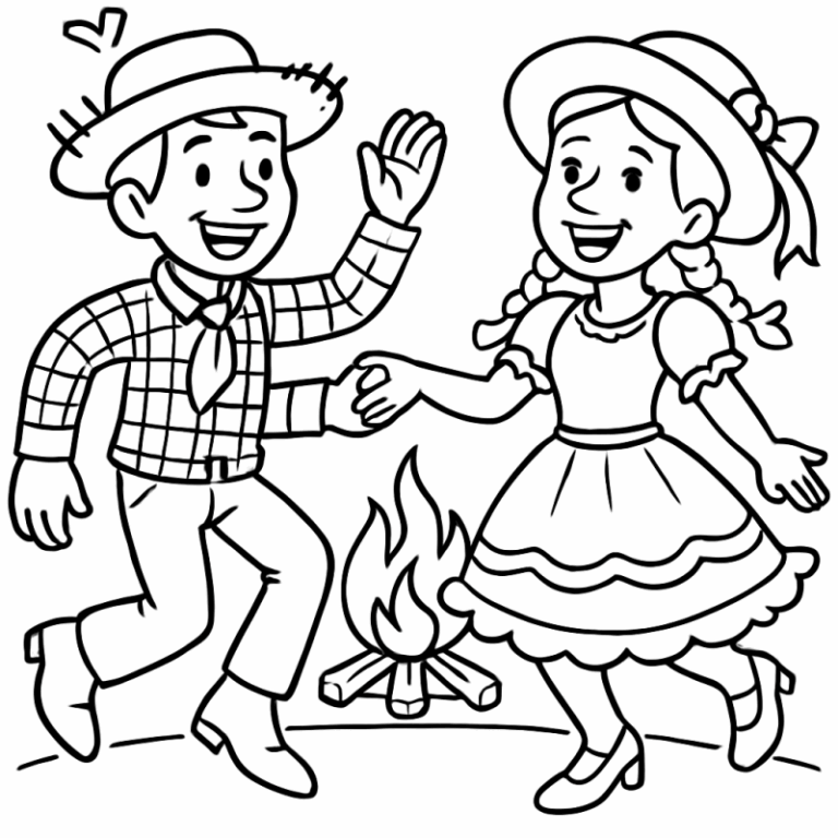 Desenhos de Festa Junina para Colorir: Bandeirinhas, Fogueira, Caipiras e Muito Mais
