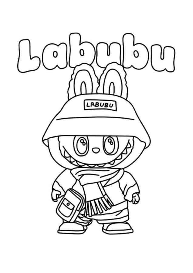Labubu para colorir e imprimir Desenho de Labubu, o personagem fofo com orelhas de coelho, pronto para imprimir e colorir. Ideal para atividades infantis criativas.