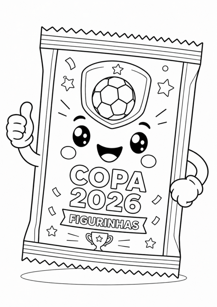 Desenho de Pacote de Figurinhas da Copa do Mundo para Imprimir e Colorir