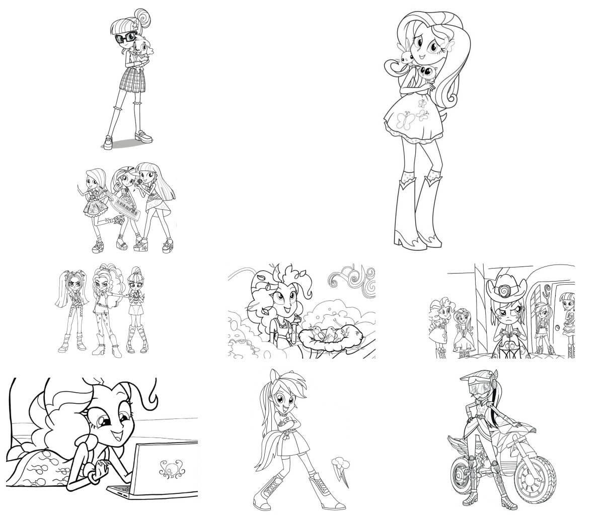 16 desenhos de Equestria Girls — Para colorir e imprimir
