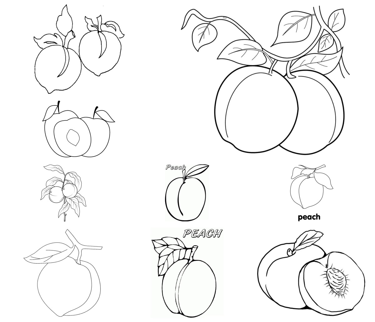 26 desenhos de Pêssego — Para colorir e imprimir 26 desenhos de Pêssego — Para colorir e imprimir