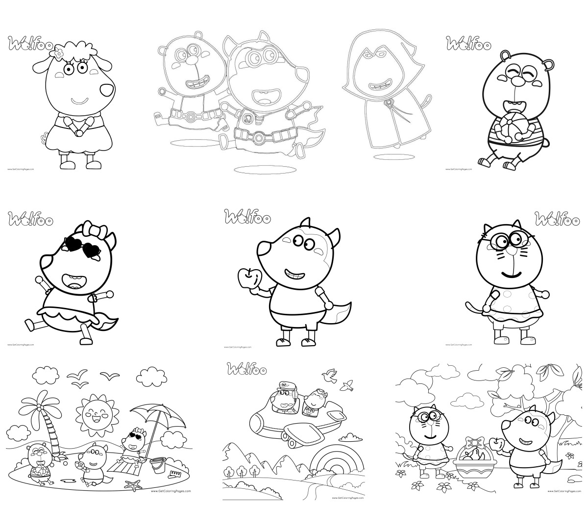 12 desenhos de Wolfoo — Para colorir e imprimir