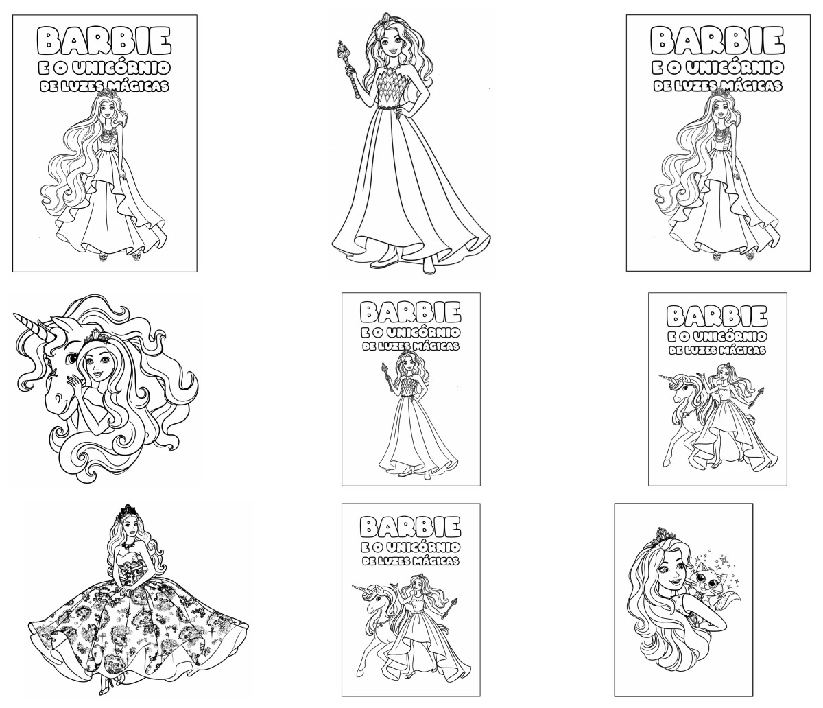 68 desenhos de Barbie e Unicórnio de Luzes Mágicas — Para colorir e imprimir 68 desenhos de Barbie e Unicórnio de Luzes Mágicas — Para colorir e imprimir