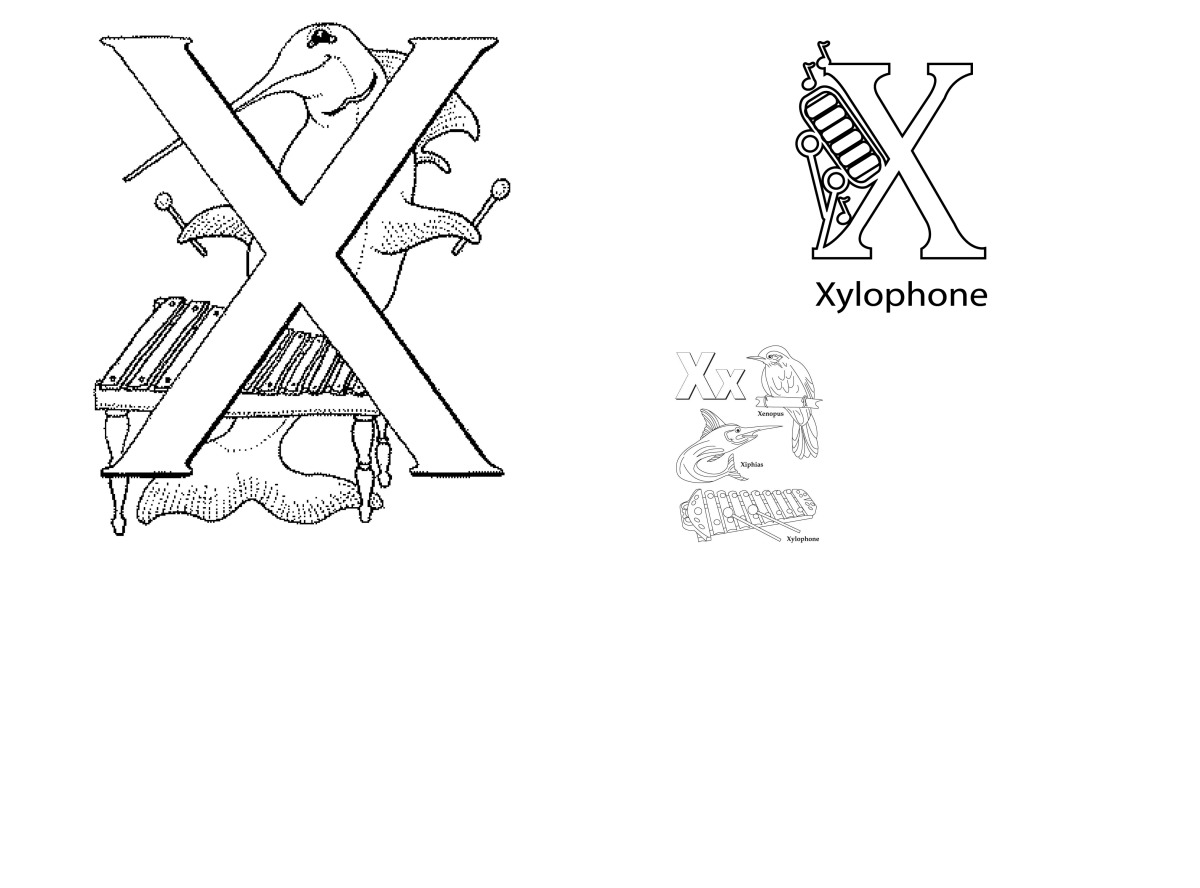 12 desenhos de Xilofone — Para colorir e imprimir