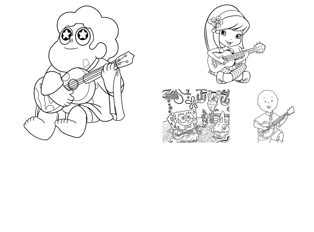 12 desenhos de Ukulele — Para colorir e imprimir