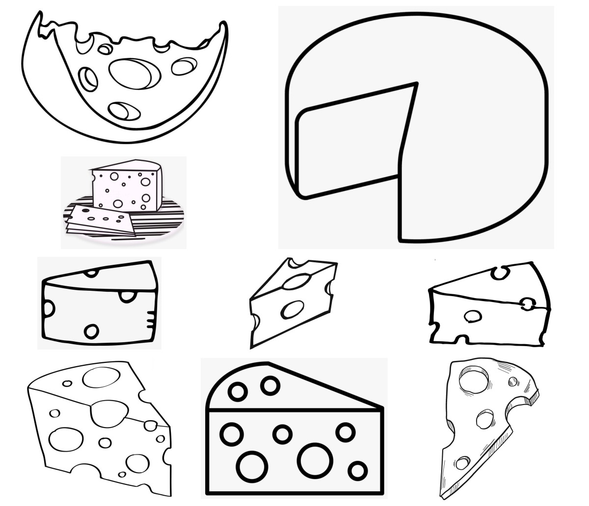 16 desenhos de Queijo — Para colorir e imprimir 16 desenhos de Queijo — Para colorir e imprimir