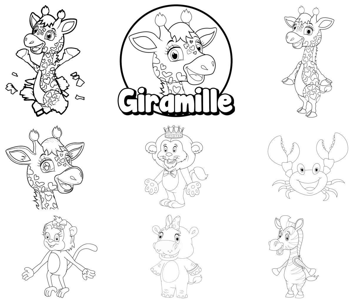 11 desenhos de Giramille — Para colorir e imprimir 11 desenhos de Giramille — Para colorir e imprimir