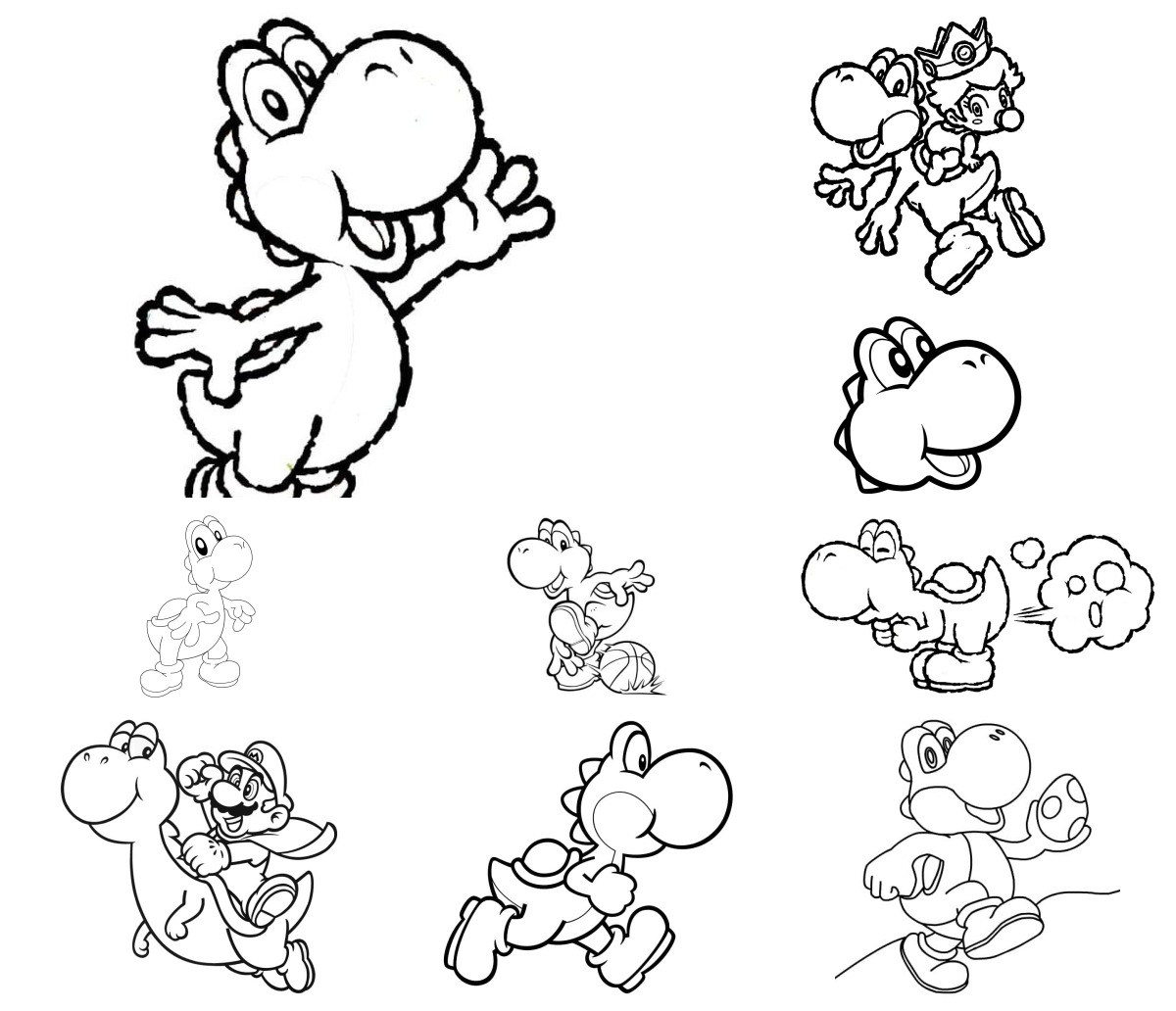 21 desenhos de Yoshi — Para colorir e imprimir