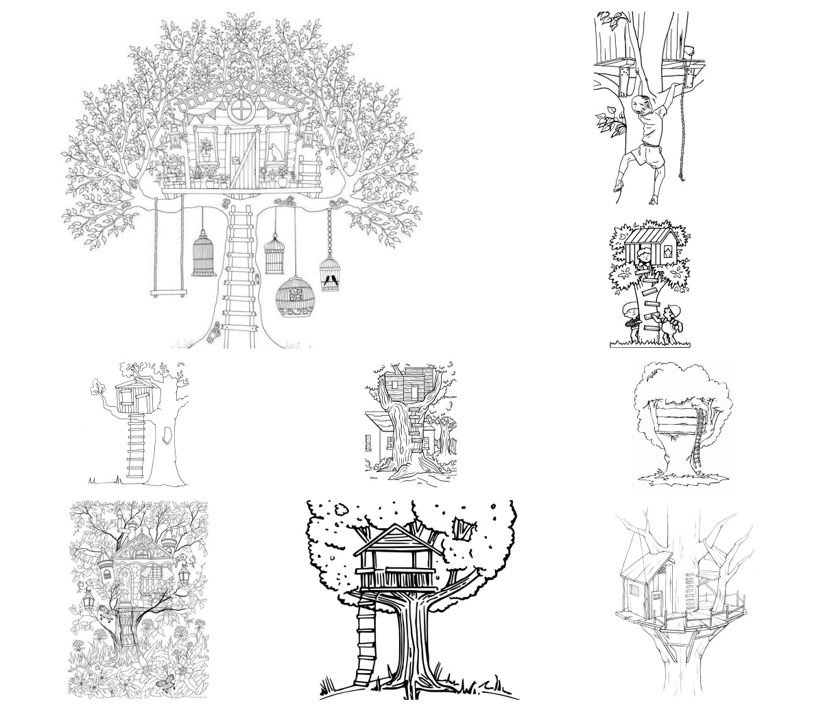 28 desenhos de Casa da Árvore — Para colorir e imprimir