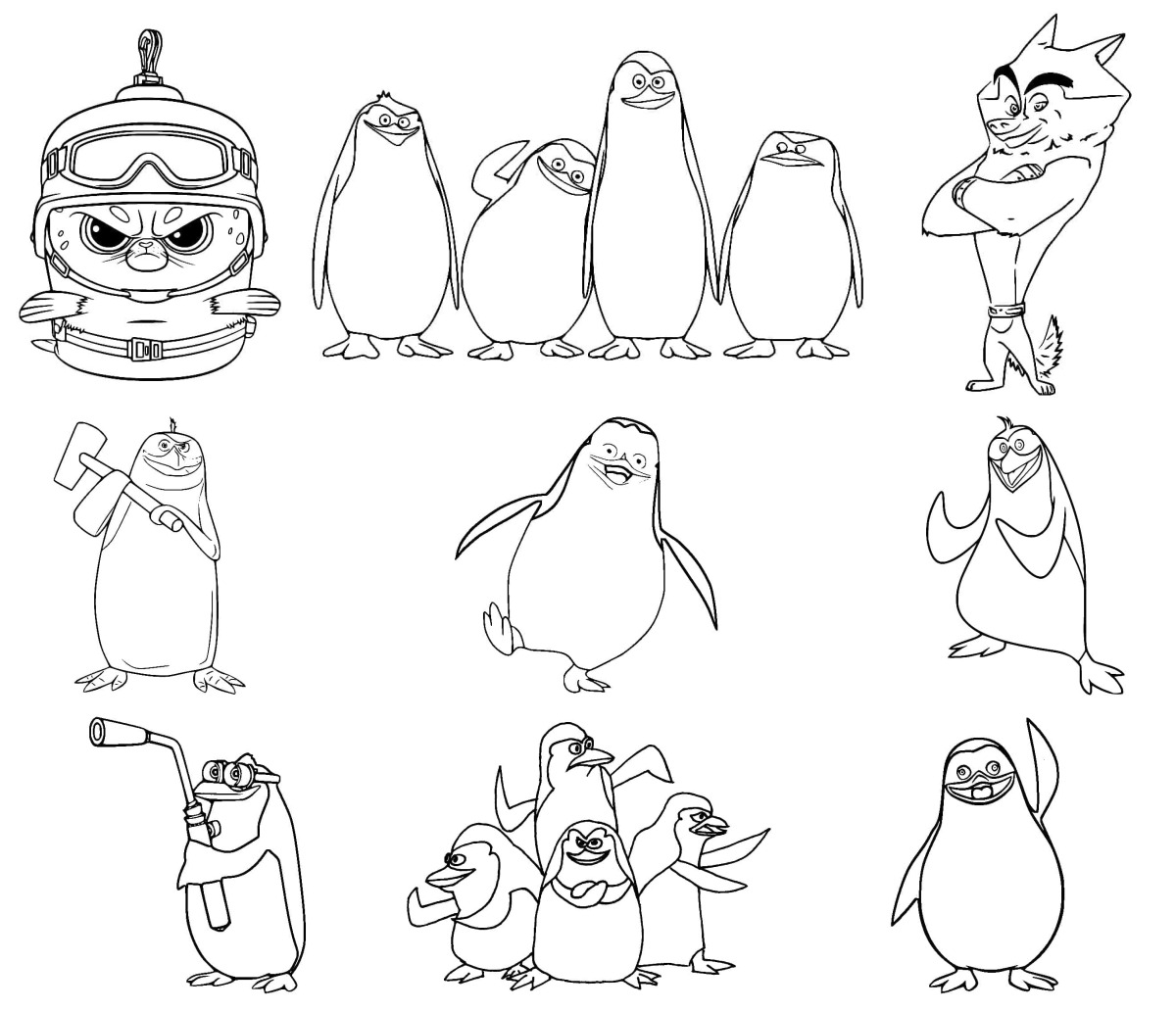 21 desenhos de Pinguins de Madagascar — Para colorir e imprimir