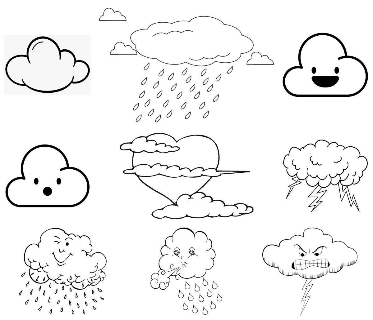 23 desenhos de Nuvens — Para colorir e imprimir 23 desenhos de Nuvens — Para colorir e imprimir