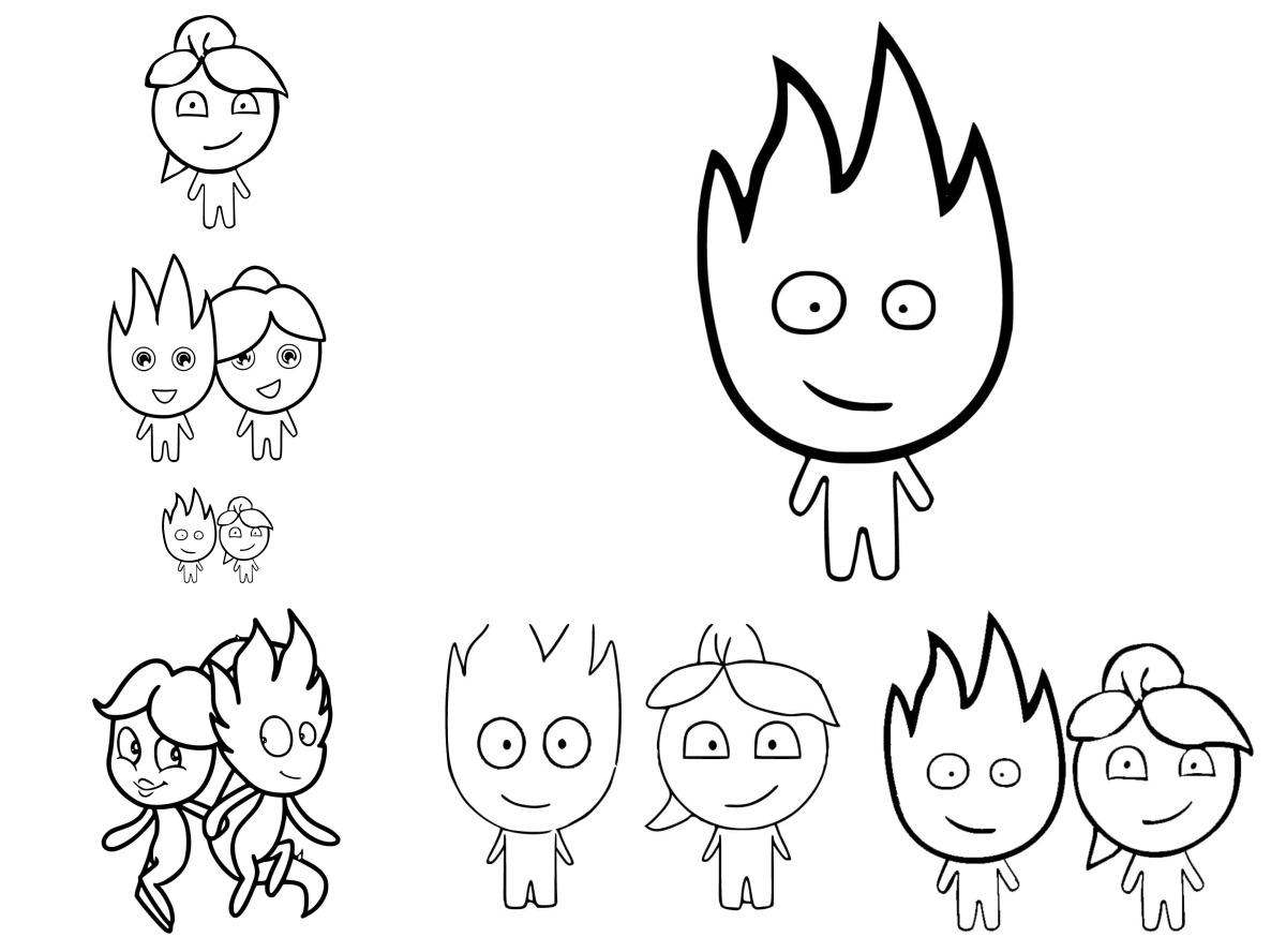 7 desenhos de Fogo e Água — Para colorir e imprimir 7 desenhos de Fogo e Água — Para colorir e imprimir