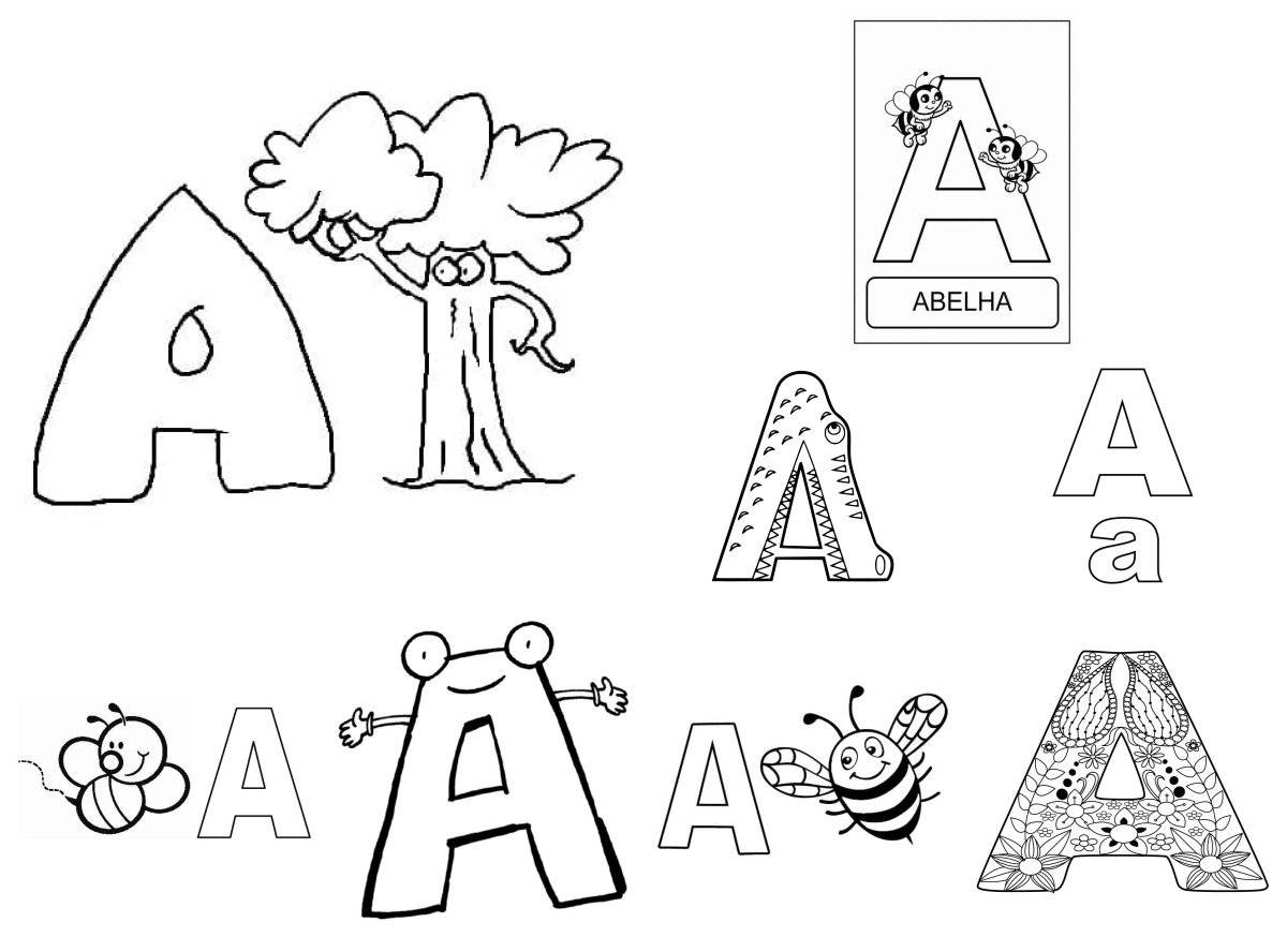 8 desenhos de Letra A — Para colorir e imprimir 8 desenhos de Letra A — Para colorir e imprimir