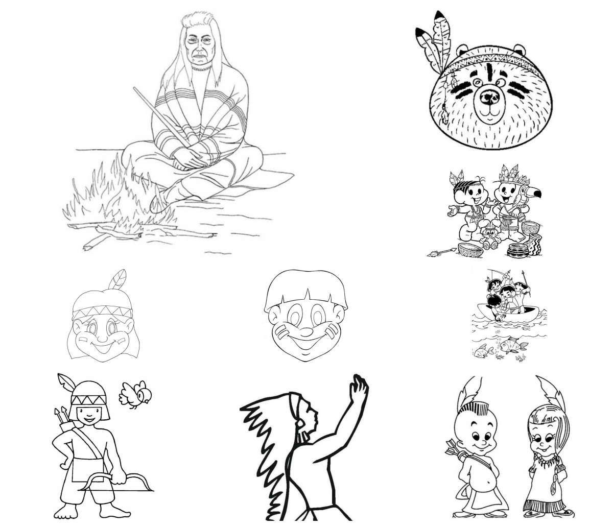 47 desenhos de Índio — Para colorir e imprimir