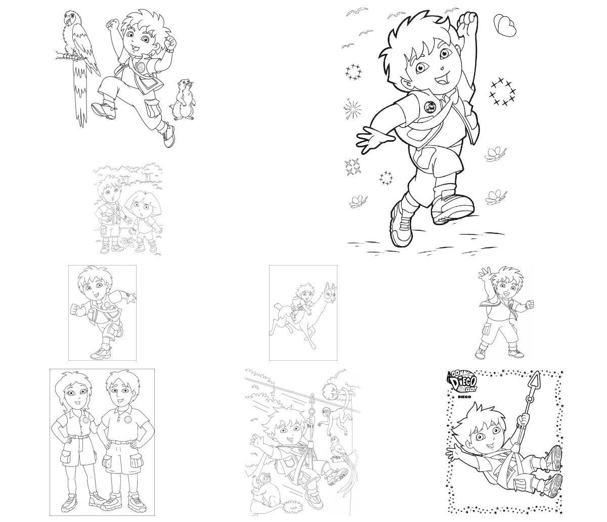 20 desenhos de Diego — Para colorir e imprimir 20 desenhos de Diego — Para colorir e imprimir