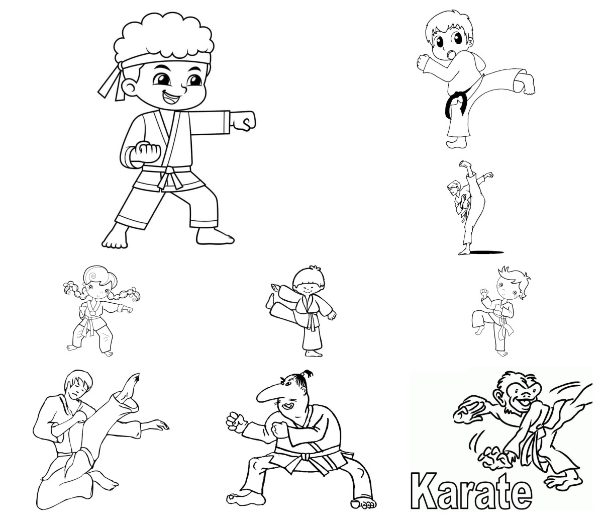 24 desenhos de Karatê — Para colorir e imprimir 24 desenhos de Karatê — Para colorir e imprimir