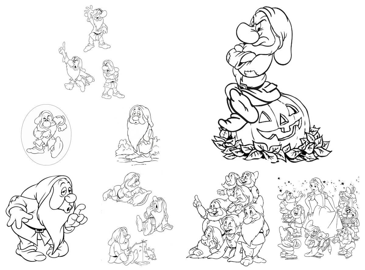 25 desenhos de Os Sete Anões — Para colorir e imprimir
