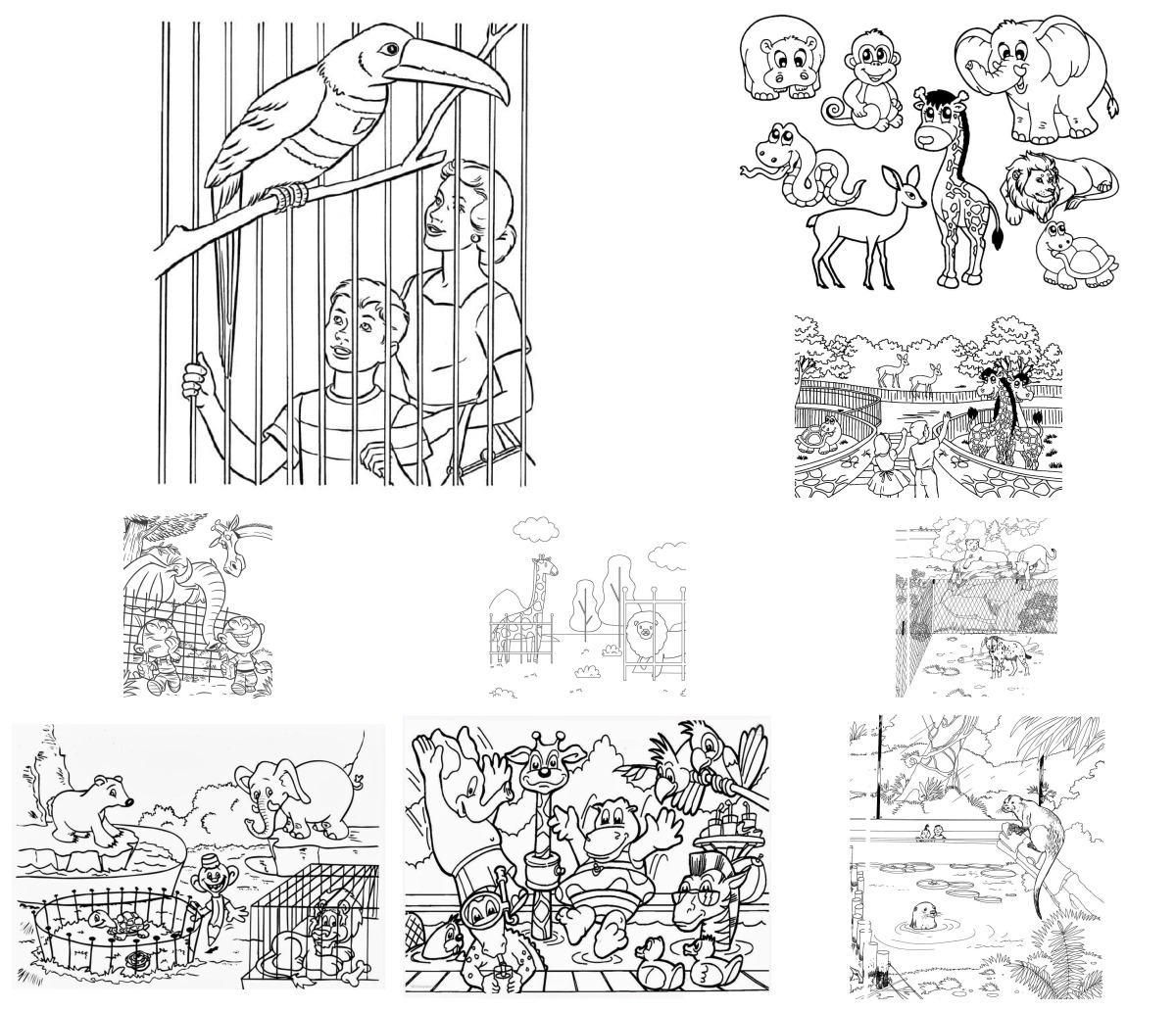 20 desenhos de Zoológico — Para colorir e imprimir