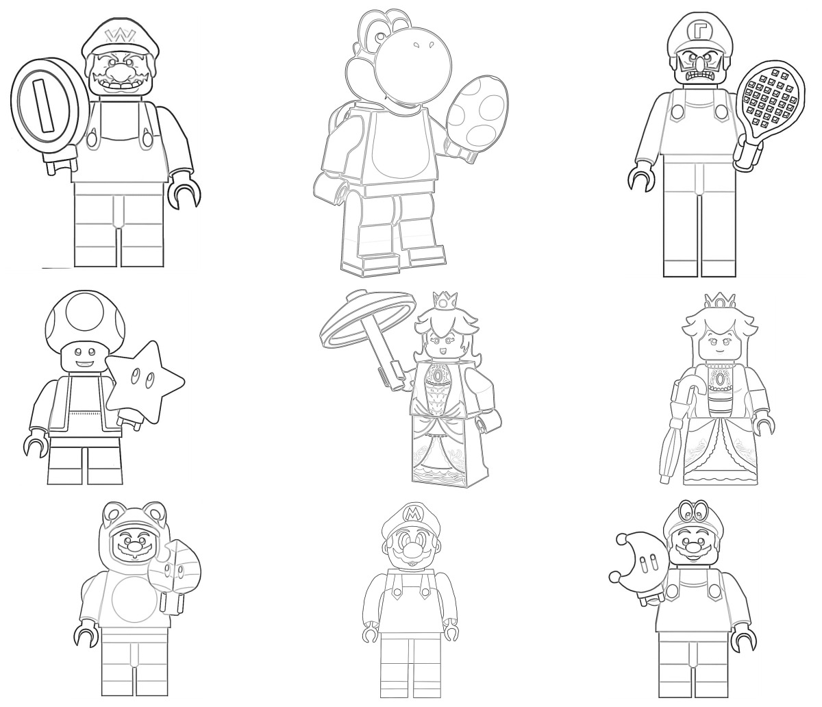 17 desenhos de Lego Mario — Para colorir e imprimir
