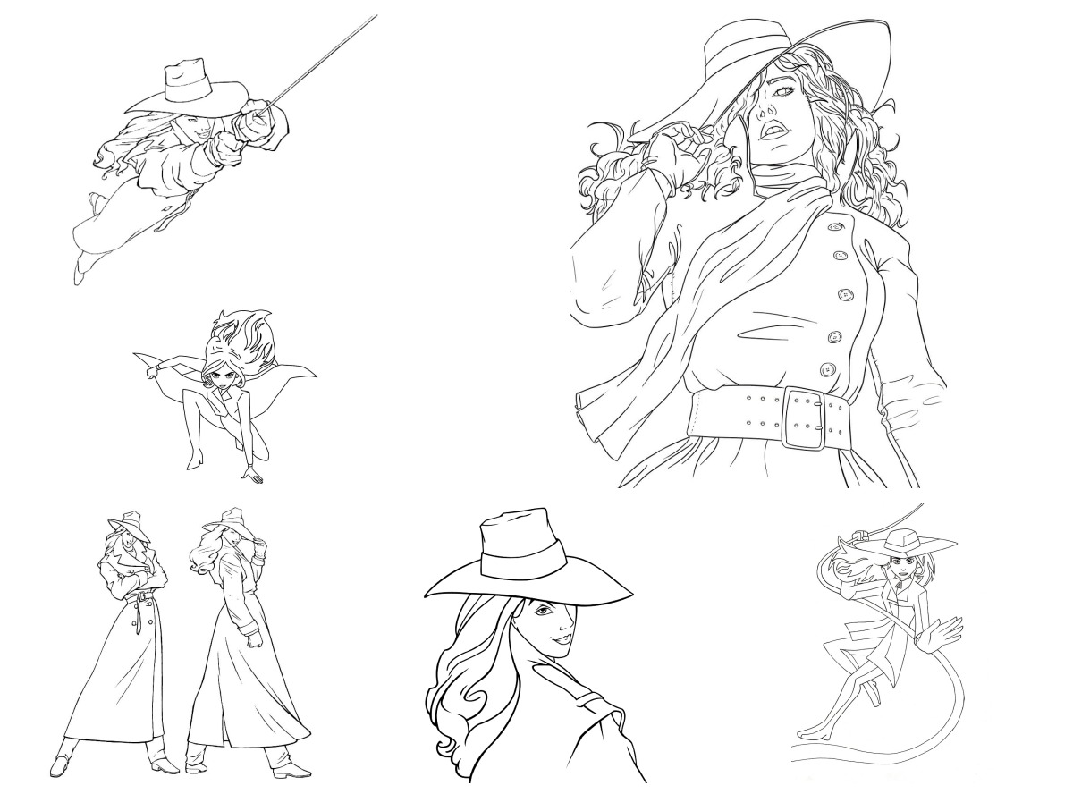 8 desenhos de Carmen Sandiego — Para colorir e imprimir 8 desenhos de Carmen Sandiego — Para colorir e imprimir