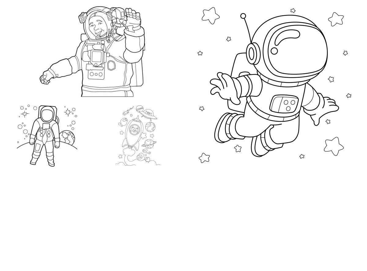 15 desenhos de Astronautas — Para colorir e imprimir