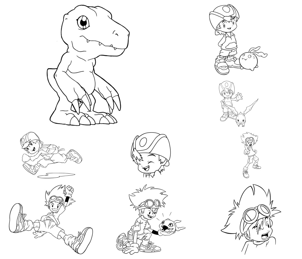 56 desenhos de Digimon — Para colorir e imprimir