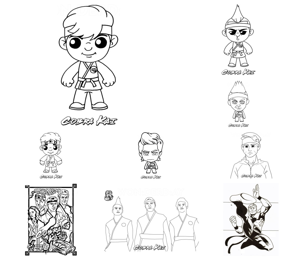 24 desenhos de Cobra Kai — Para colorir e imprimir