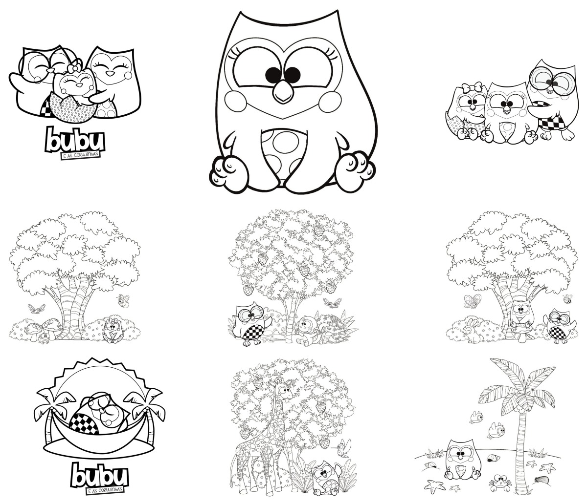 13 desenhos de Bubu e as Corujinhas — Para colorir e imprimir 13 desenhos de Bubu e as Corujinhas — Para colorir e imprimir