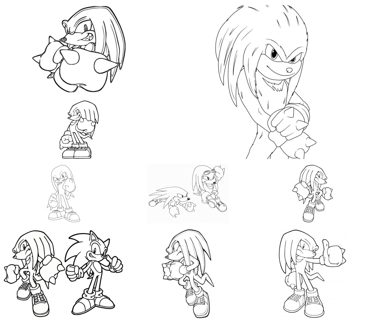 12 desenhos de Knuckles — Para colorir e imprimir 12 desenhos de Knuckles — Para colorir e imprimir