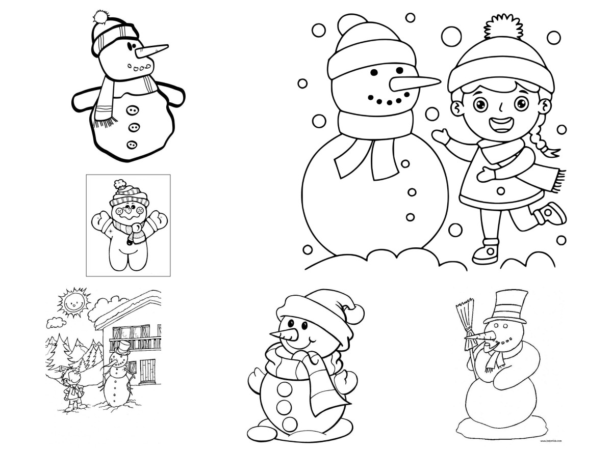 23 desenhos de Bonecos de Neve — Para colorir e imprimir