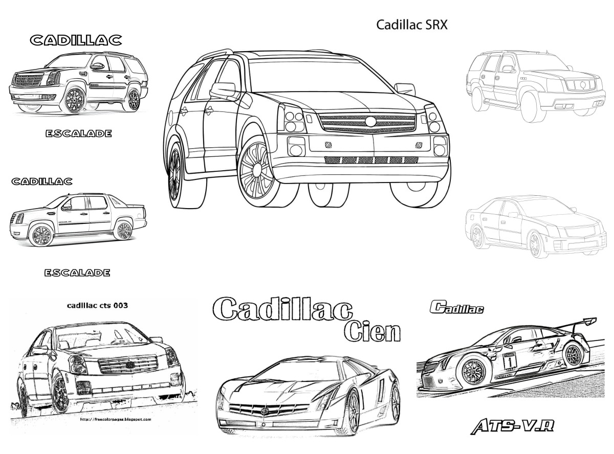 9 desenhos de Carros Cadillac — Para colorir e imprimir