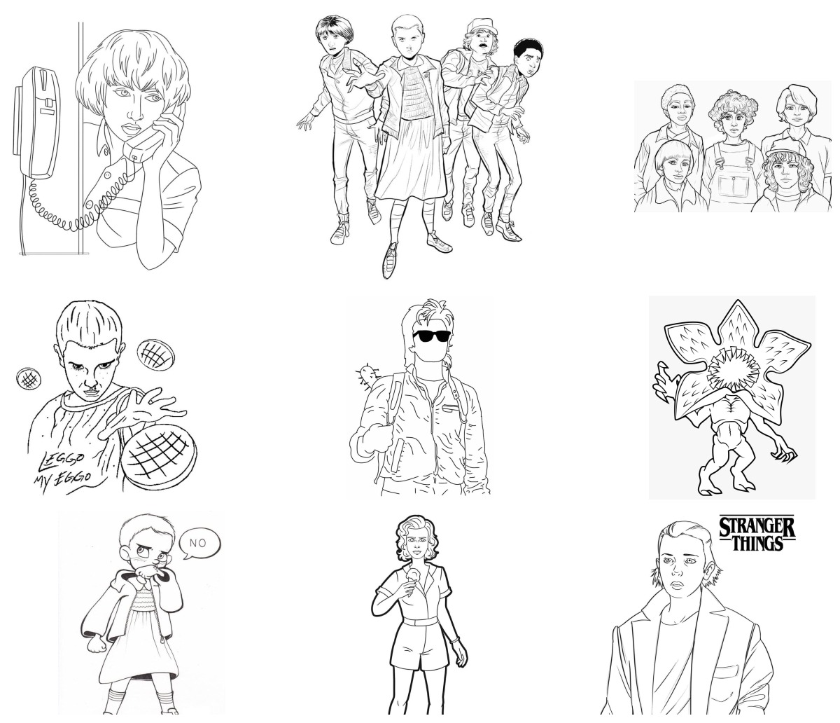 18 desenhos de Stranger Things — Para colorir e imprimir 18 desenhos de Stranger Things — Para colorir e imprimir