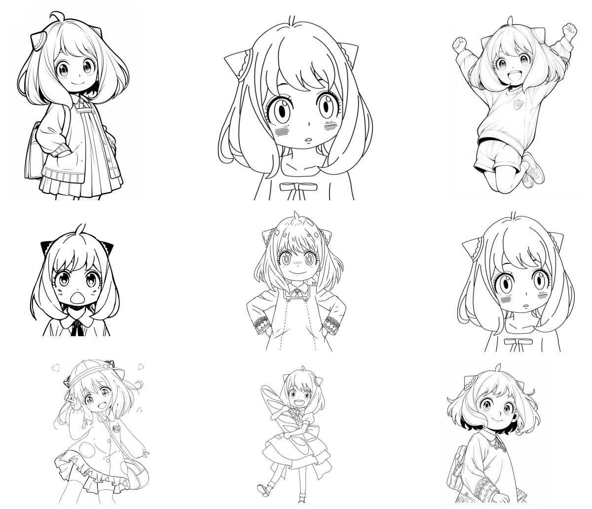 10 desenhos de Anya — Para colorir e imprimir 10 desenhos de Anya — Para colorir e imprimir