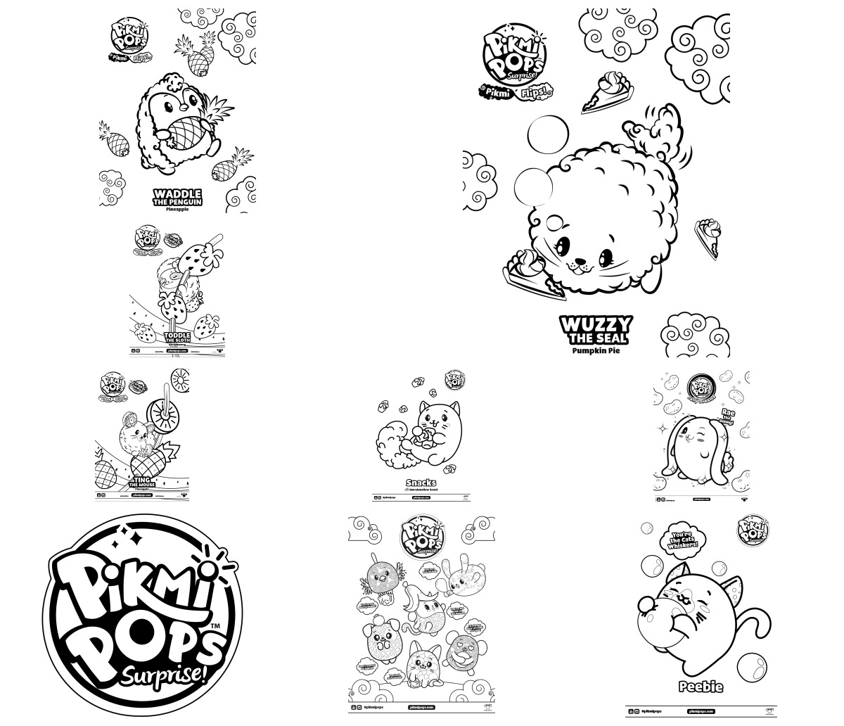 20 desenhos de Pikmi Pops — Para colorir e imprimir