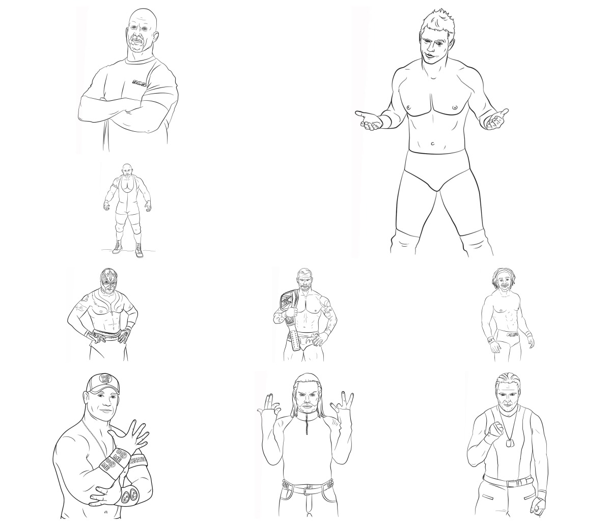 20 desenhos de WWE — Para colorir e imprimir