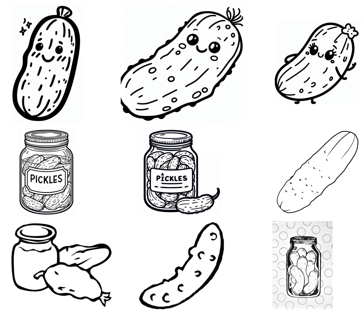 12 desenhos de Picles — Para colorir e imprimir