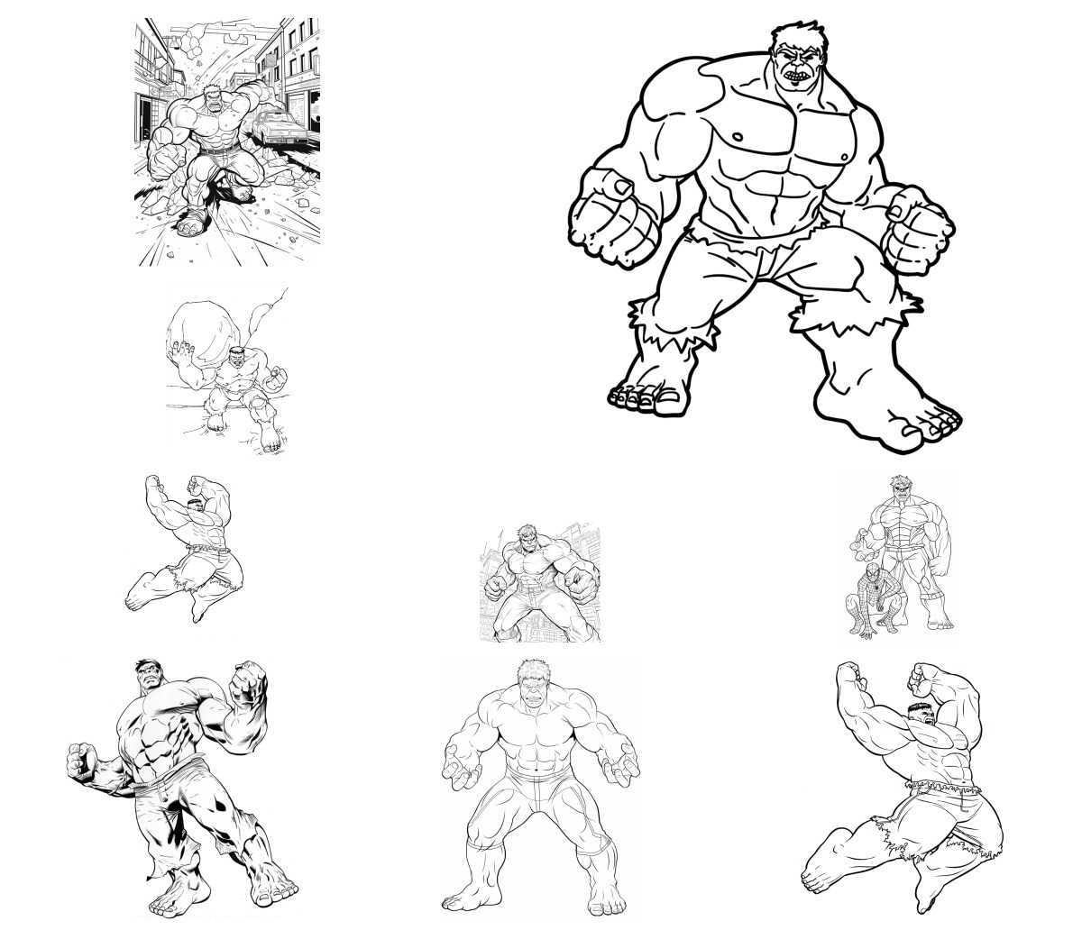 18 desenhos de Hulk — Para colorir e imprimir