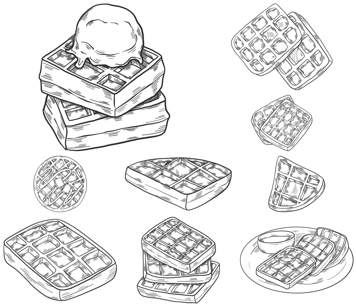 16 desenhos de Waffle — Para colorir e imprimir