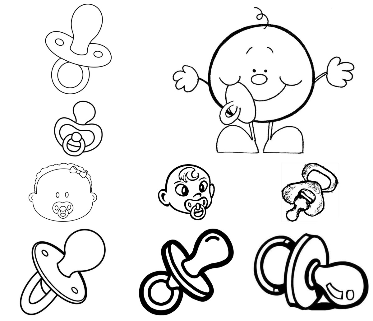 12 desenhos de Bico (Chupeta) — Para colorir e imprimir 12 desenhos de Bico (Chupeta) — Para colorir e imprimir