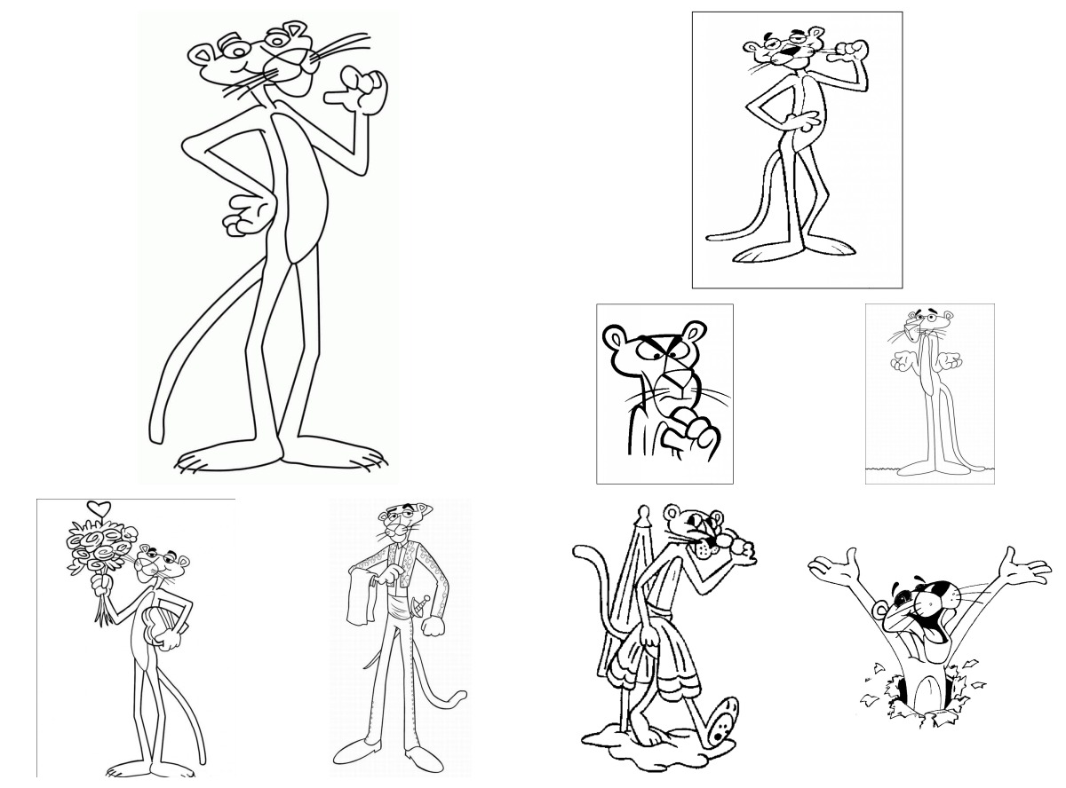 11 desenhos de A Pantera Cor de Rosa — Para colorir e imprimir
