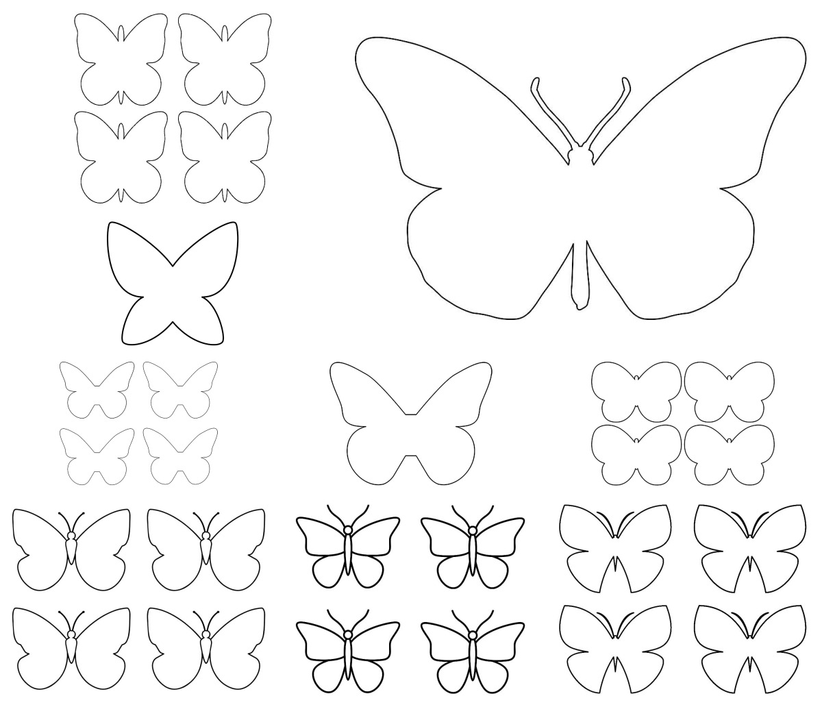 13 desenhos de Moldes de Borboleta — Para colorir e imprimir