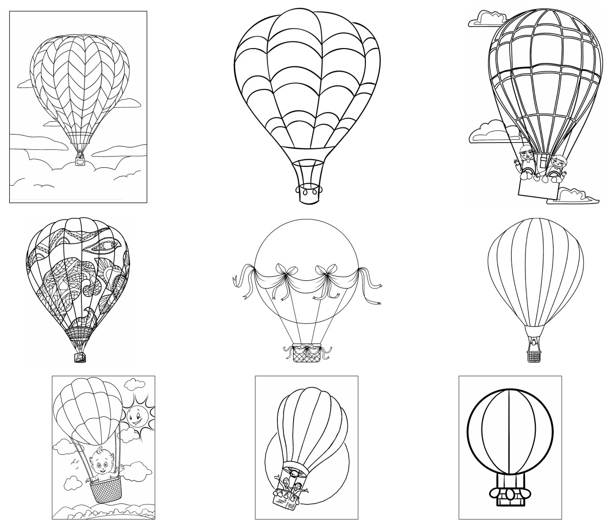 24 desenhos de Balão — Para colorir e imprimir 24 desenhos de Balão — Para colorir e imprimir