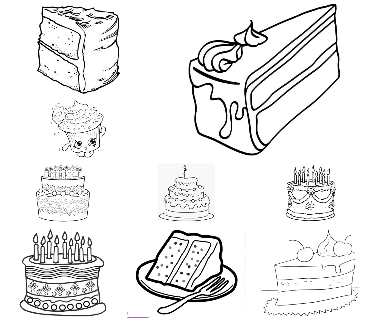 16 desenhos de Bolo — Para colorir e imprimir 16 desenhos de Bolo — Para colorir e imprimir