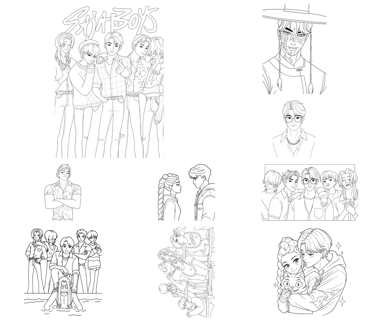 12 desenhos de Saja Boys — Para colorir e imprimir