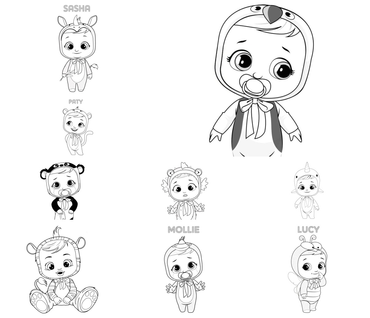 24 desenhos de Cry Babies — Para colorir e imprimir