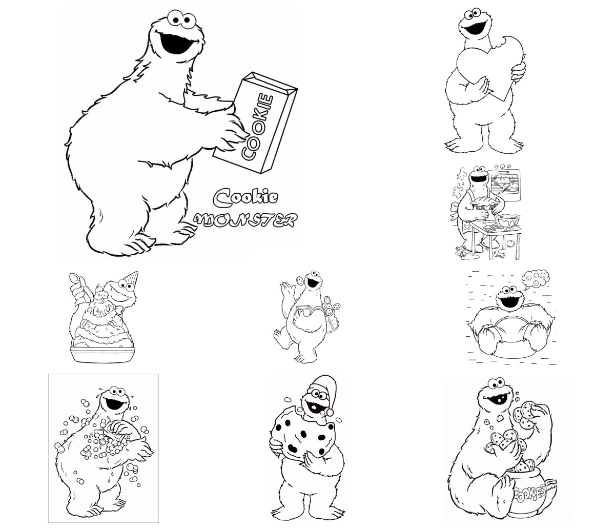 16 desenhos de Cookie Monster — Para colorir e imprimir 16 desenhos de Cookie Monster — Para colorir e imprimir