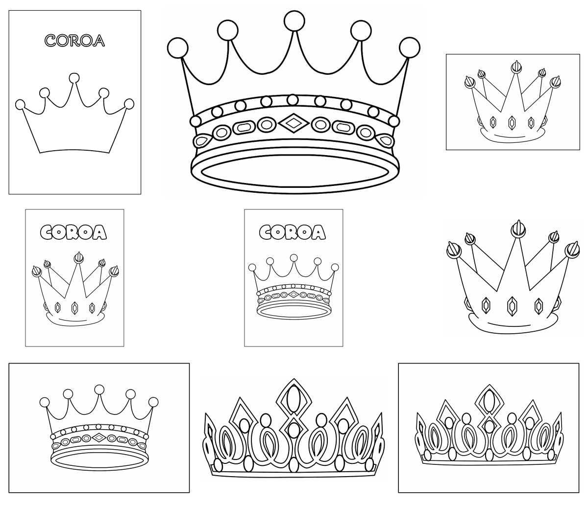 34 desenhos de Coroa — Para colorir e imprimir