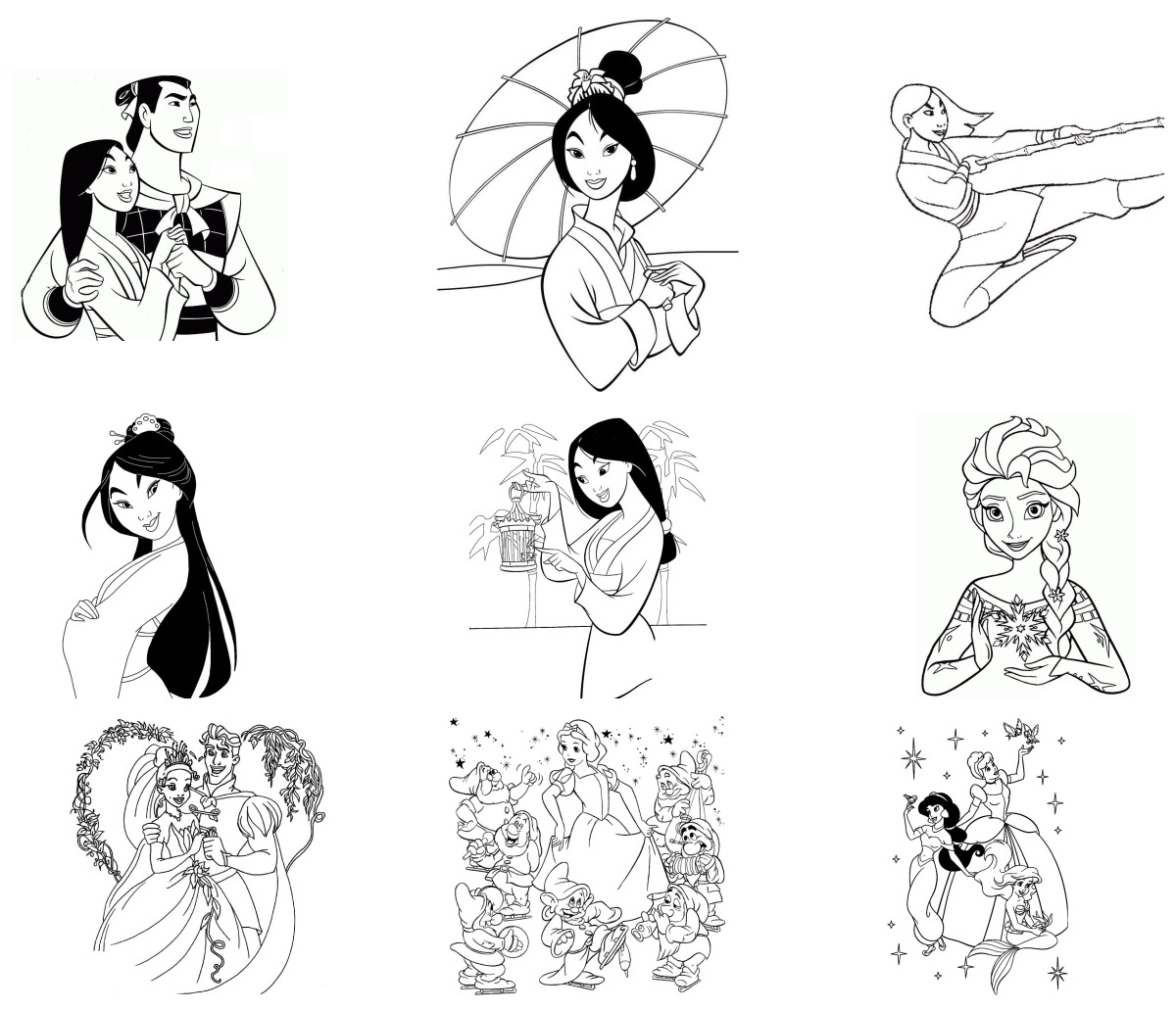 21 desenhos de Princesas da Disney — Para colorir e imprimir 21 desenhos de Princesas da Disney — Para colorir e imprimir
