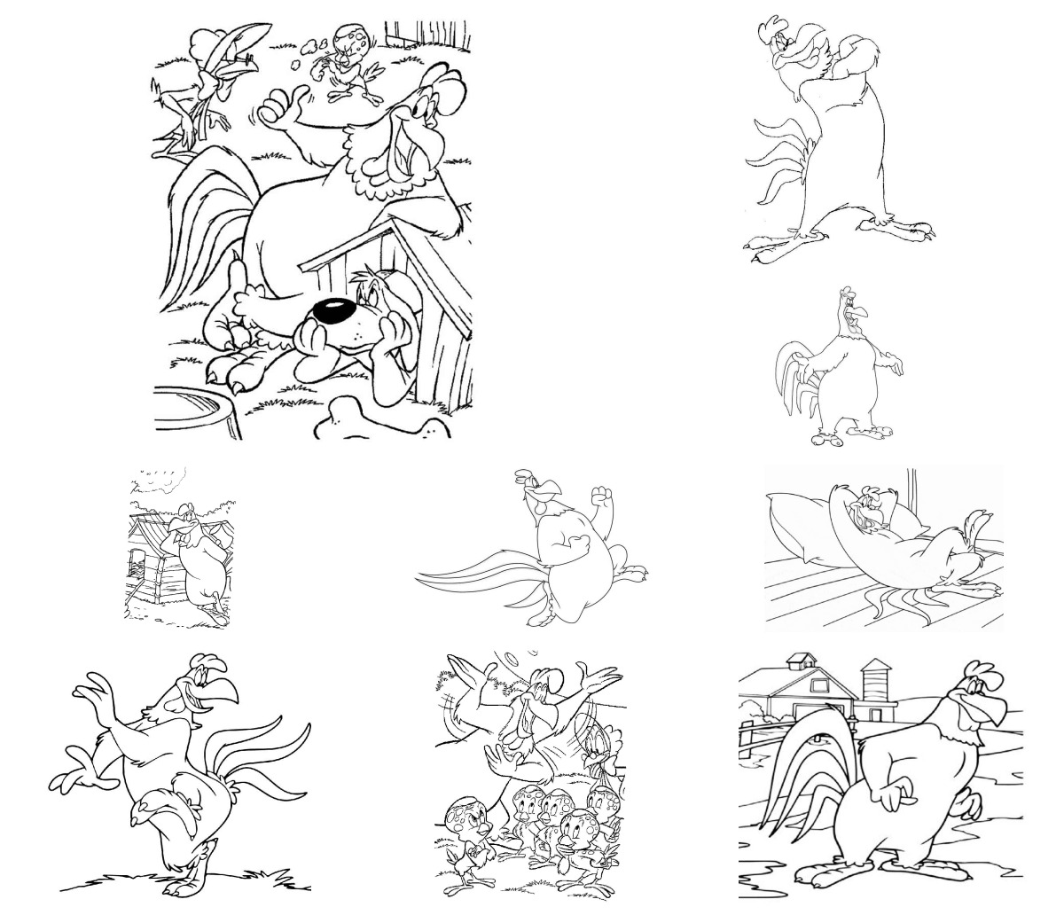 11 desenhos de Foghorn Leghorn — Para colorir e imprimir