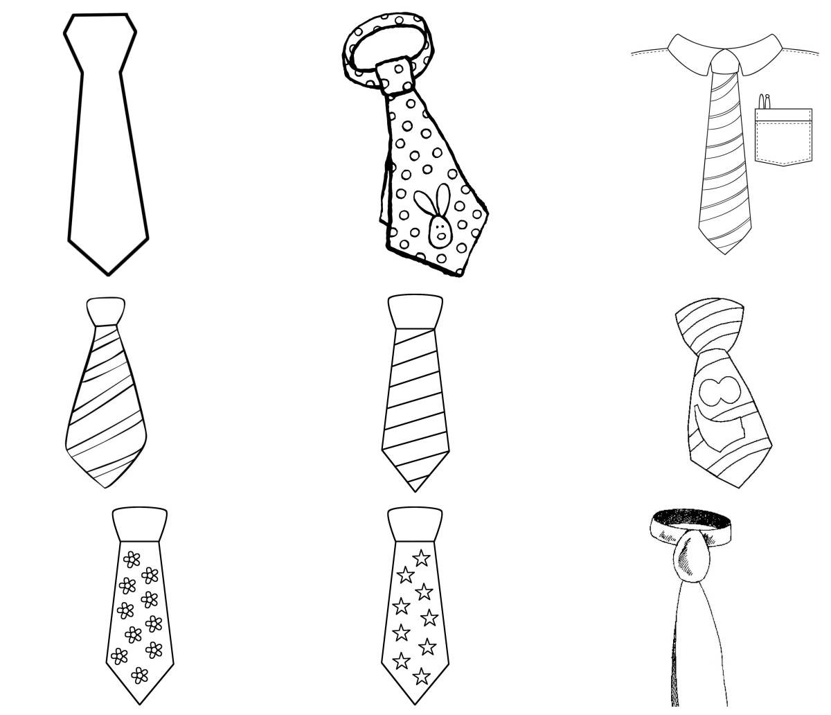 19 desenhos de Gravata — Para colorir e imprimir